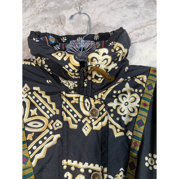 Obermeyer VTG Women's Petite Sz 4 Belted Ski Snow Suit Jumper Black Retro Print - Picture 3 of 16